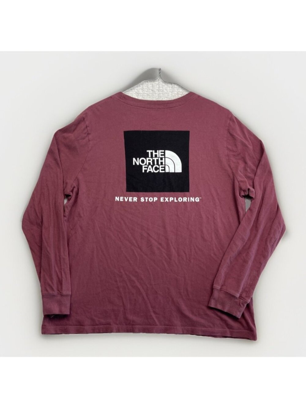 The North Face NSE Box Logo Women Large long sleeve Burgundy Maroon Long Sleeve